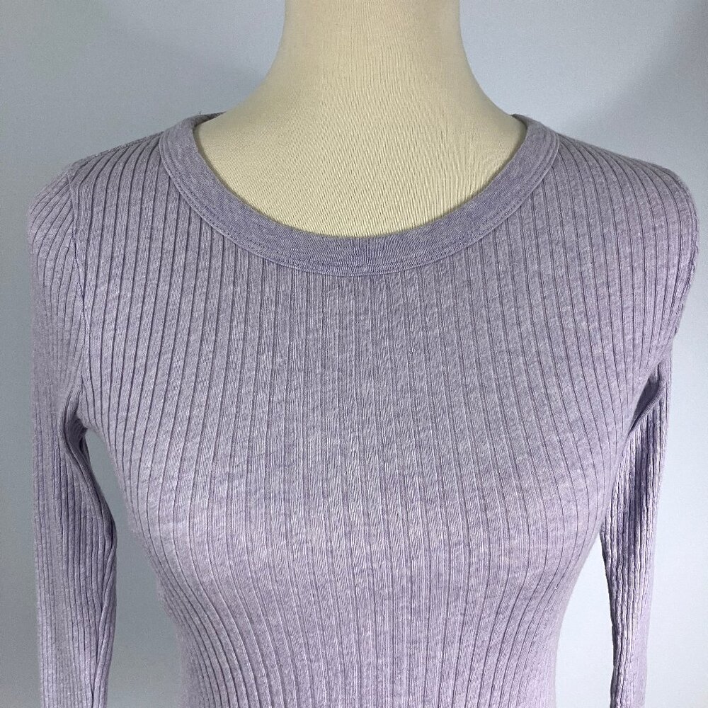Enza Costa Light Pink Rib Long Sleeve Shirt Medium Cotton Cashmere Sweater S XS - Picture 6 of 13